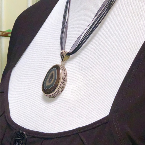 SOLD ! Sliced Botswana agate pendant - Picture 5 of 8